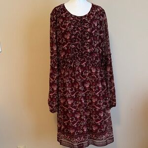 Max Studio Boho Fairy Dress Burgundy Size XL